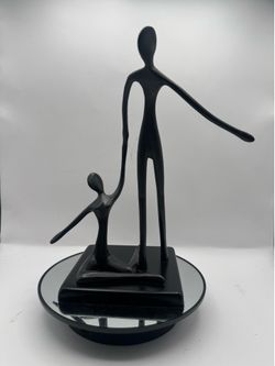 Vintage Bodrul Kalique Black Metal Modernist Sculpture Of Dancing Couple Yr 2000