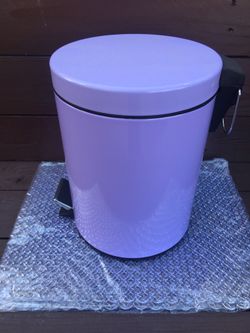 Purple trash bin
