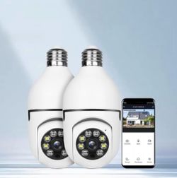 2Pack WiFi 1080P HD Camera Infrared Night Vision with Bulb for Remote Surveillance Indoor Security Camera for Baby Monitor Dog Camera W/2-Way Audio Si