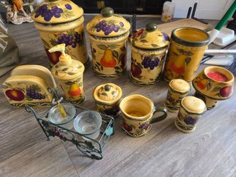 Tuscany style canisters and kitchen accessories