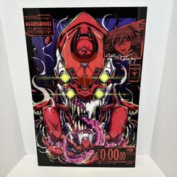Neon Genesis Evangelion Unit-02 Beast Mode Azuka Signed Acrylic Poster 24”x16”