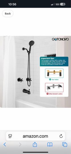 gotonovo 2 Handles Tub Shower Faucet Set,Bathtub Faucet Set with 6 Modes Handheld Spray Shower System with Tub Spout,Shower Head and C10 bl  $50