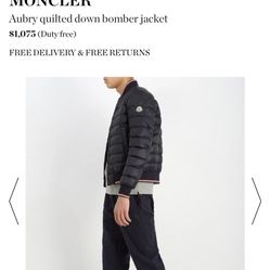 Brand new Moncler Aubry quilted down bomber jacket