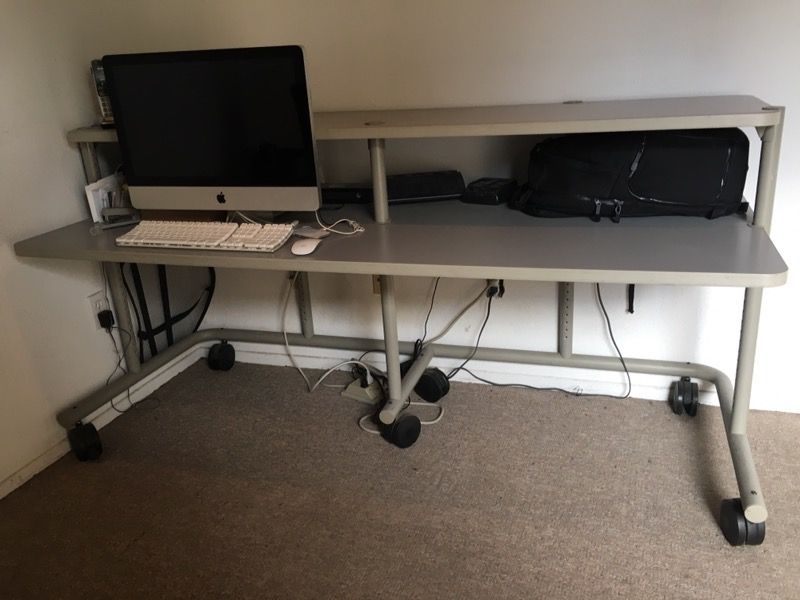 Desk - Anthro cart, rolls on 4” casters