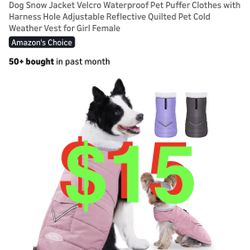 Dog Winter Coat for 2X- Large Dogs, Easy on XXL Dog Snow Jacket Velcro Waterproof Pet Puffer Clothes with Harness Hole Adjustable Reflective Quilted P