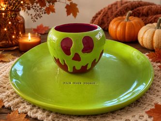 Disney Villains Pick Your Poison Halloween Serving Plate w/ Attached Skull Bowl