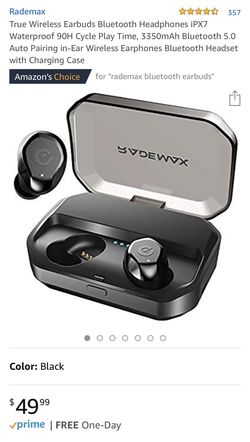 True Wireless Earbuds Bluetooth Headphones iPX7 Waterproof 90H Cycle Play Time, 3350mAh Bluetooth 5.0 Auto Pairing in-Ear Wireless Earphones Bluetoot
