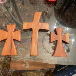 Three Wood Crosses
