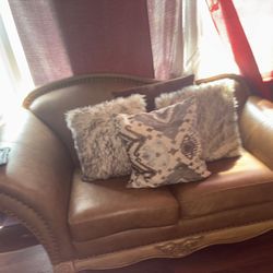 Big Comfy Couch And lovset Brown Leather 