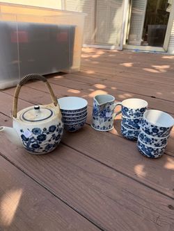 Blue and White Ceramic Tea Set Collection