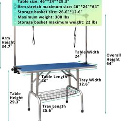 Grooming Table 46” L x 24” W x 29” H