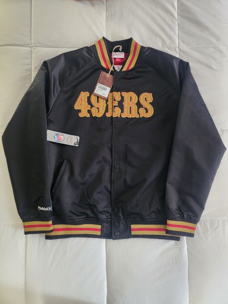 49ERS Black Satin Jacket Mens LARGE