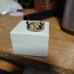 Size 8 Yellow Gold Ring With Dragonflies 