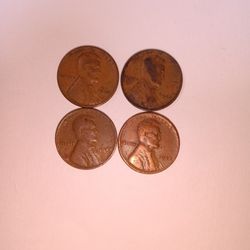 1944 Wheat Penny No Mint Mark 4 Pc's