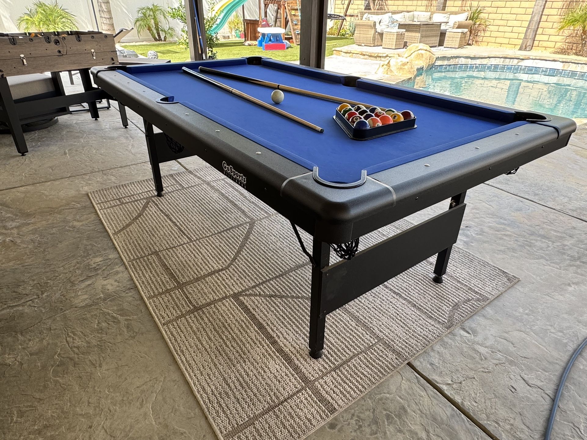 7ft Billiard Table with cue sticks and balls