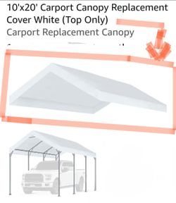 New 10x20 carport canopy replacement cover white (top only)   $50 dollars each! Pick up only!