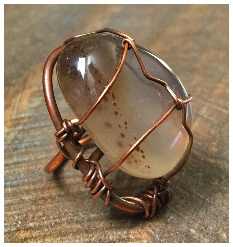 Beautiful One of a Kind copper ring with Eye of Tiger stone