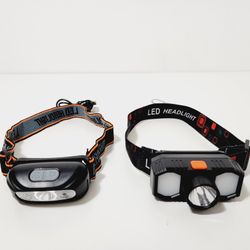2pcs Built-in USB Rechargeable Flashlight Lantern COB LED Headlamp Camping Headlight
