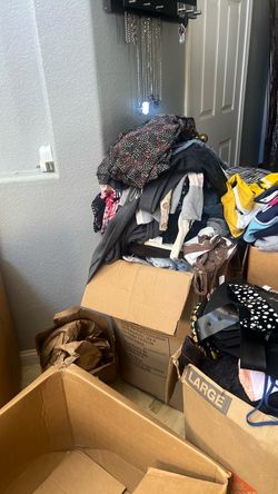 Boxes of clothes and some stuff good for swapmeet