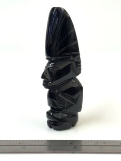 VIntage Black Obsedian Aztec Mayan God Sculpture Figurine