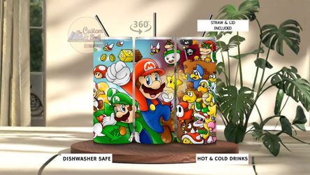 Super Mario Characters 20 Oz Stainless Steel Tumbler (READ DESCRIPTION)