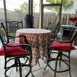 Patio Furniture  High Top Table And Swivel Chairs