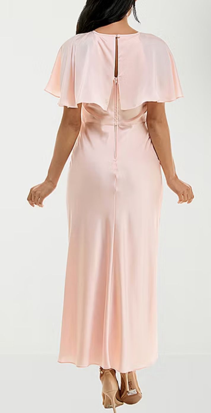 Premier Amour Satin Short Sleeve Sheath Dress -Blush Size 18