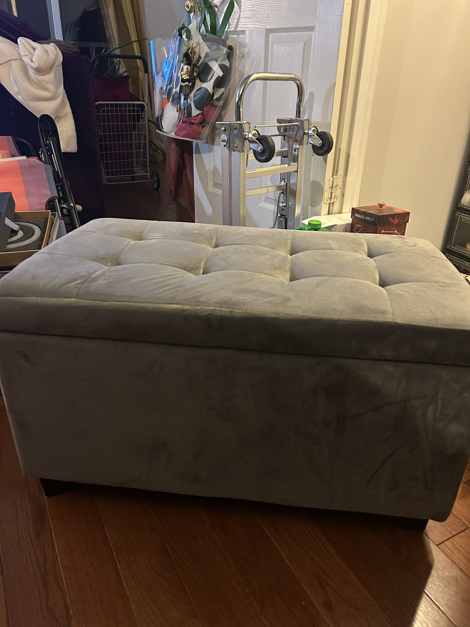 Grey Storage Ottoman 