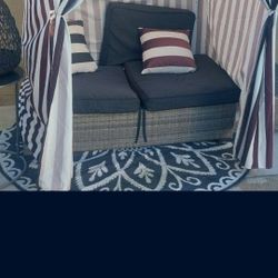 Grey Lounger Chair With Cushions 