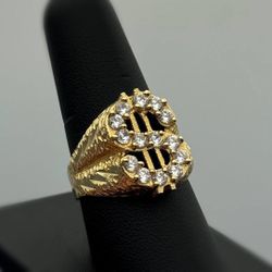 Jewelry 10k solid yellow gold CZ 1.80CTW dollar ring size 9.50