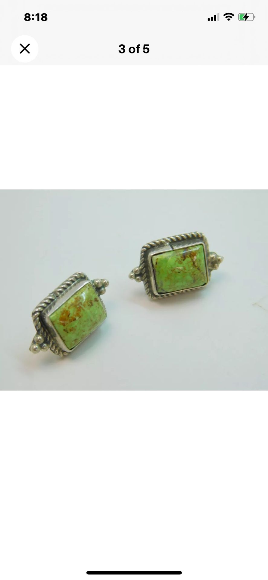 925 And Natural variscite Earrings