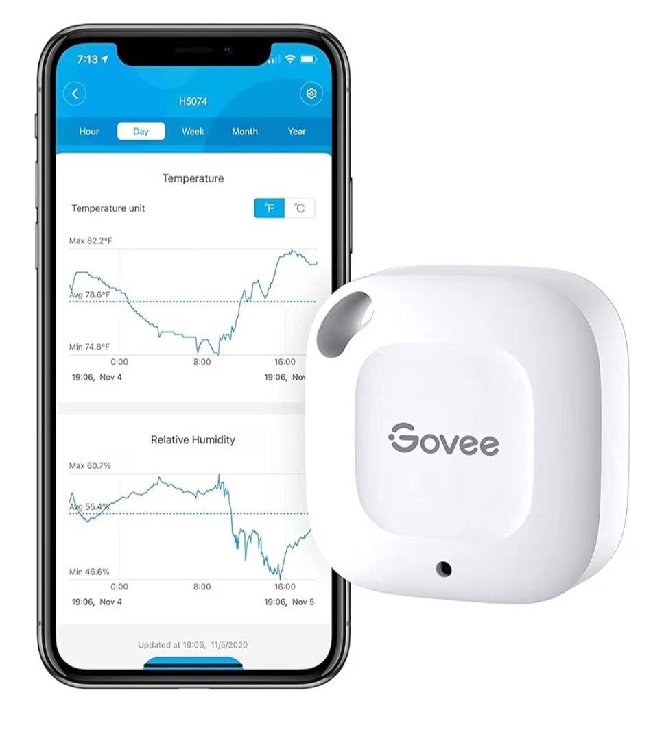 Govee Bluetooth Hygrometer Thermometer, Wireless Thermometer, Mini Humidity Sensor with Notification Alert, Data Storage and Export, 262 Feet Connecti