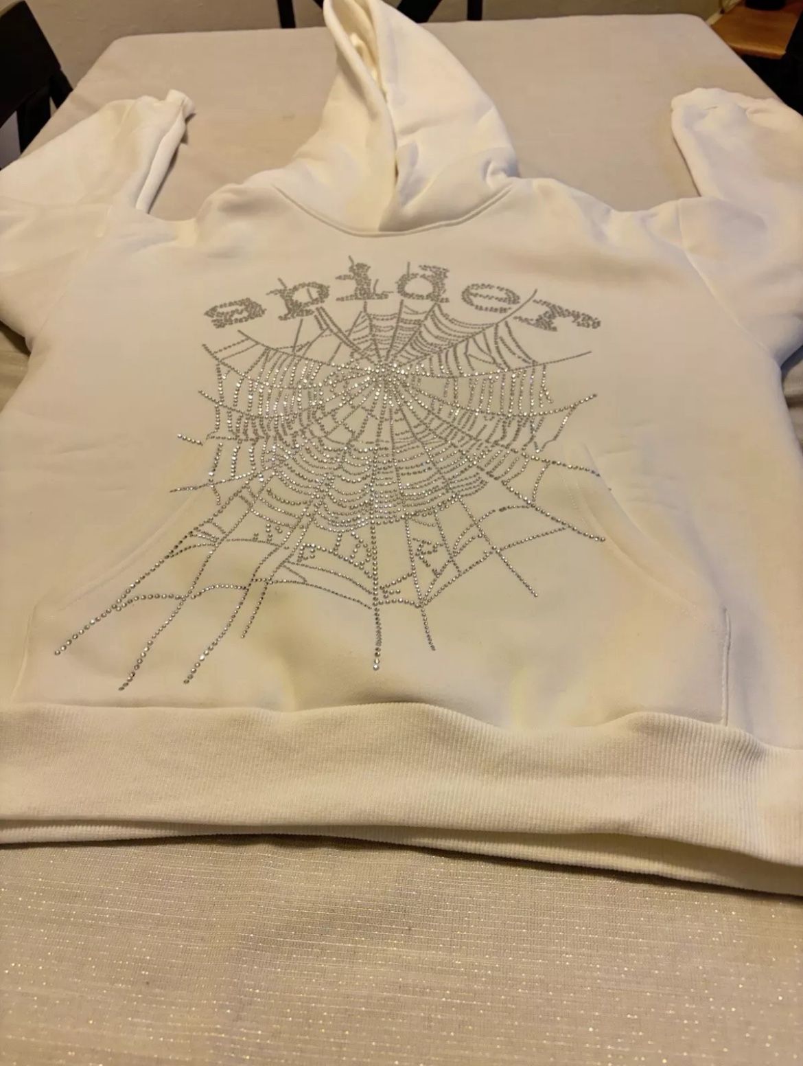 Sp5der OG Rhinestone Logo Hoodie Size L