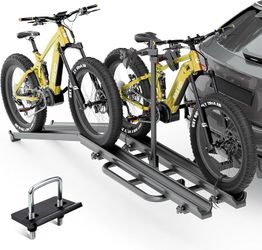Yzona 2 EBike Rack Up To 5" With Ramp | Foldable & Lockable Bike Racks | 200 LBS
