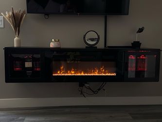 Modern Floating TV Stand with Electric Fireplace