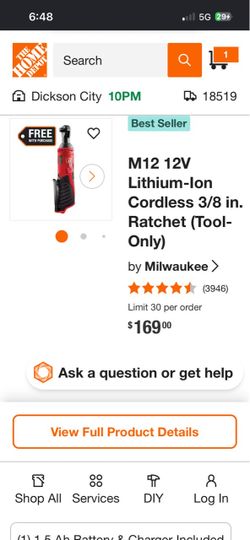 Milwaukee M12 12V Cordless 3/8 in. Ratchet