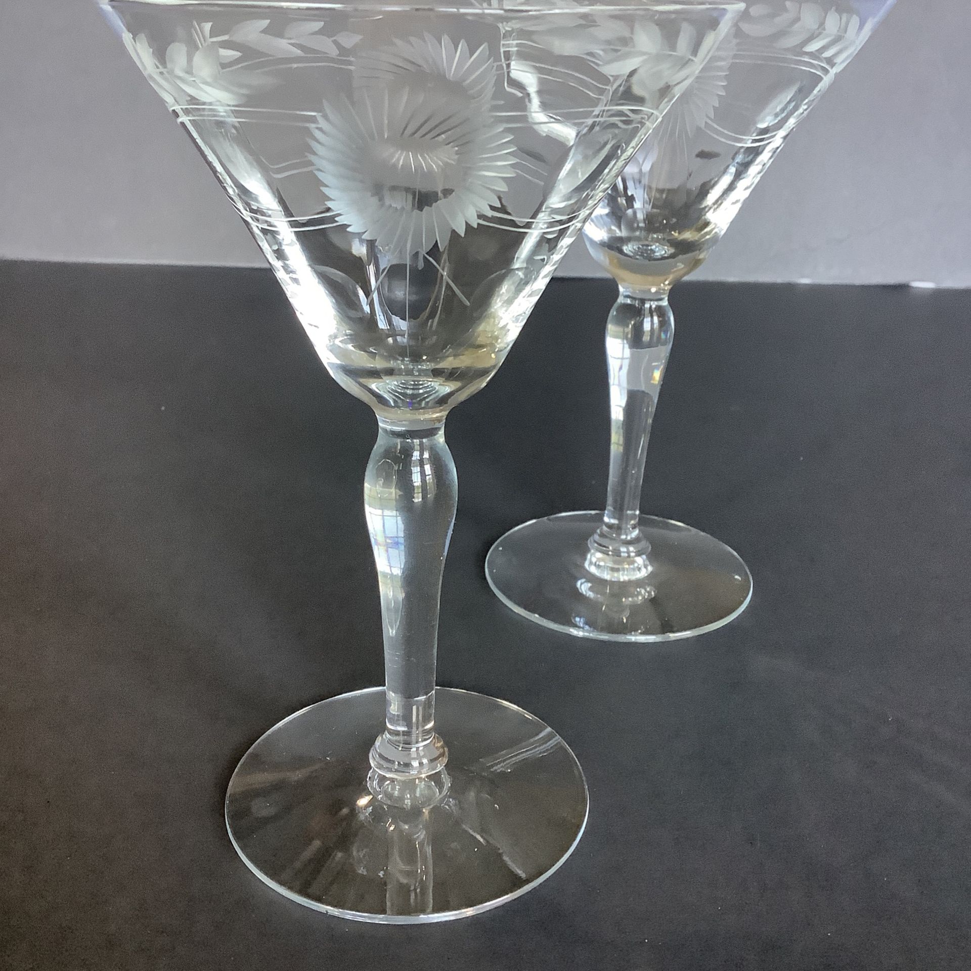 Vintage Cut and Etched Crystal Glasses - Set Of 2