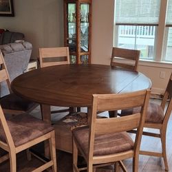 Counter-Height 60" Round/42" Square Dining Table w/6 Chairs