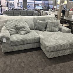 Grey Corduroy Chaise Sectional 