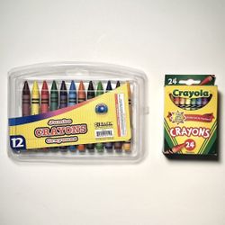 BAZIC 12 Brilliant Color Jumbo Crayons & CRAYOLA Crayons 24 Made w/ Solar Power 