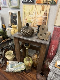 Unique Rustic Driftwood Grey Top Wooden Accent Table Farmhouse Entry or Side Table Shabby Chic