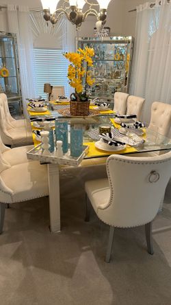 Dining room table and six chairs