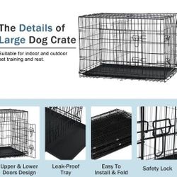 Brand New In Box 48" Xxl'xxxl Dog Crate Foldable Portable Animal Cage 2 Doors With Floor Tray Up To 125lbs Puppy Dog Kennel