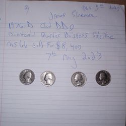 Bicentennial Quarters And With Errors And Penny Errors And 2 Dollar Bills