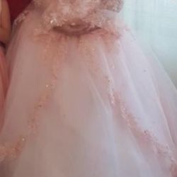 Quinceñera Dress & Crown Rose Gold Size 10 And Crinoline 