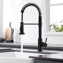 Black Kitchen Faucet with Pull Down Sprayer Single