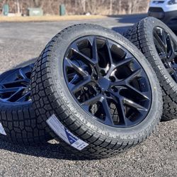 22” Black Tahoe Silverado 1500 Wheels Rims Tires Suburban GMC Sierra Yukon Denali