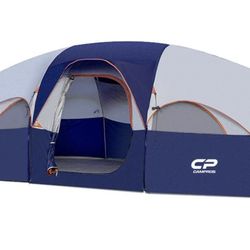 CAMPROS CP Tent 8 Person Camping Tents, Weather Resistant Family Tent, 5 Large Mesh Windows, Double Layer, Divided Curtain for Separated Room, Portabl