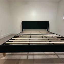 Super Low price - king size bed in microfiber Green  color incl slats  $65