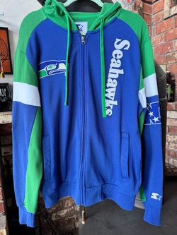 STARTER Seattle Seahawks Blue & Green Hooded Zip Jacket - men’s large